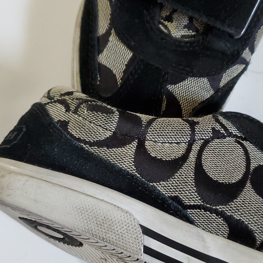 Coach Women's Black Signature Logo Velcro Sneakers - Picture 8 of 8